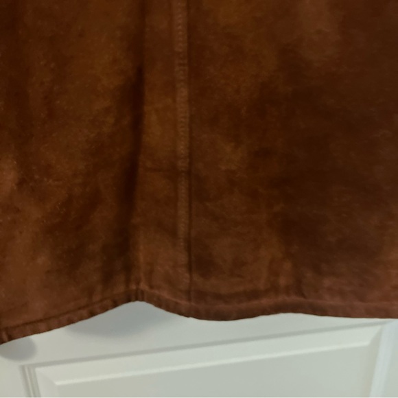 Vtg  SILTON Leather Sherpa Ranch Coat Western rust suede tan Jacket USA Mens 42 - Picture 10 of 15